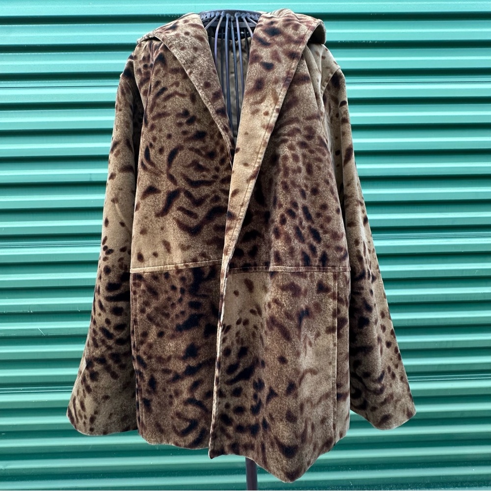 Linda Allard Ellen Tracy Brown BOHO Print Velour Jacket Relaxed Fit Lined Art - Picture 8 of 16